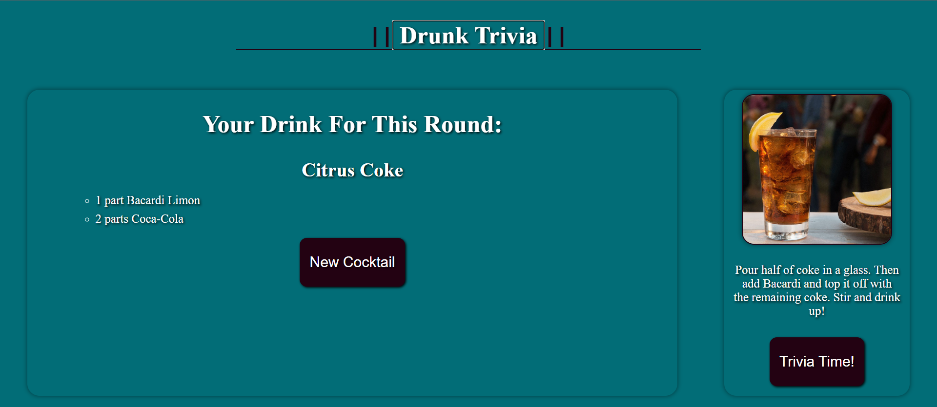 Drunk trivia application